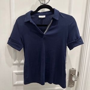 Charter Club Navy Blue Collared T-shirt